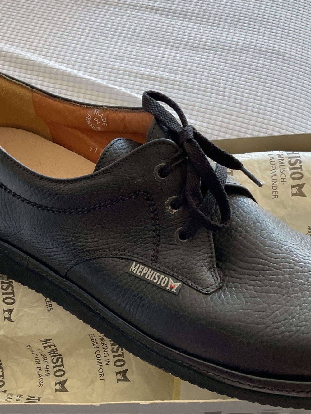 Mephisto Men's Black Leather Lace-Up Derby Shoe - Picture 3 of 6